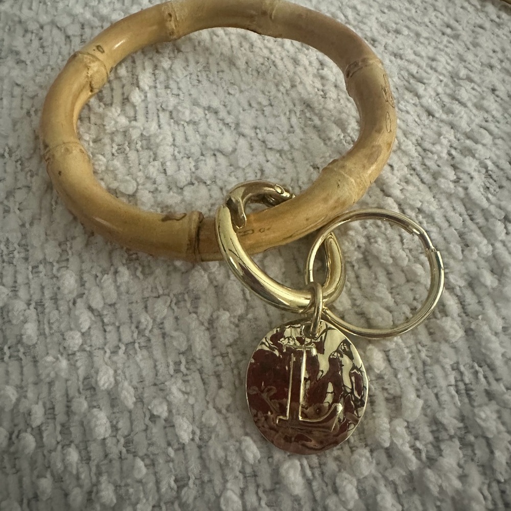 Bamboo Style Keyring with Inital - Picture 8 of 12